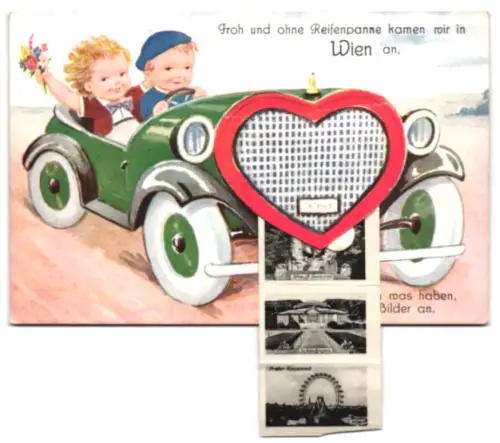 Leporello-AK Wien, Karlskirche, Oper, Parlament und Rathaus