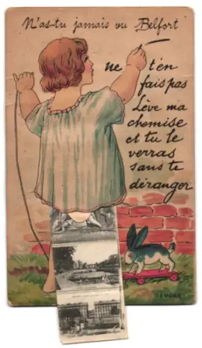 Leporello-AK Belfort, Caserne, La Gare, Monument