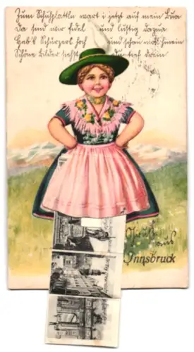 Leporello-AK Innsbruck, Herzog Friedrichstrasse, Maria Theresienstrasse, Innbrücke