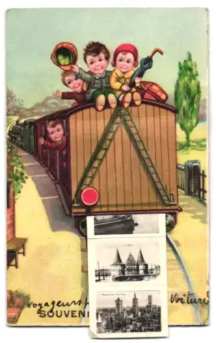 Leporello-AK Gand, Avant-Port, Le Rabot, Chateau des Comtes