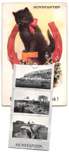 Leporello-AK Hunstation, The Shelters, Lighthouse, The Cliffs, Promenade from Pier, , Swastika