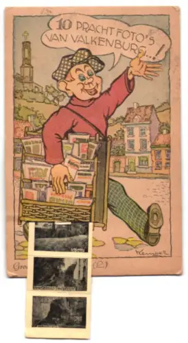 Leporello-AK Valkenburg /L., De Geul, Couberg, Berkelpoort en Ruine