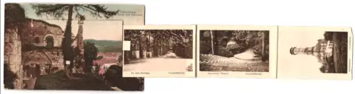 Leporello-AK Valkenburg, Ruine met Panorama, Ridderzaal, Openlucht Theater