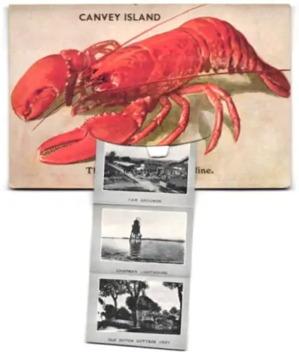 Leporello-AK Canvey Island, Chapman Lighthouse, Landing Stage, Fair Grounds