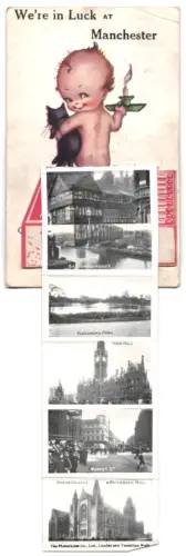 Leporello-AK Manchester, Seven Stars Inn, Old Shambles, Alexandra Park