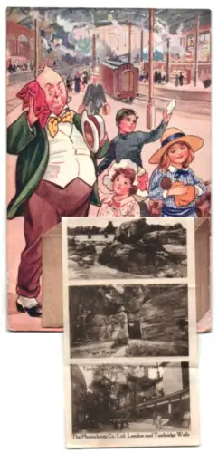 Leporello-AK Rusthall, High Street, Denny Bottom, Toad Rock, St. Paul`s Church, Bulls Hollow, Happy Valley