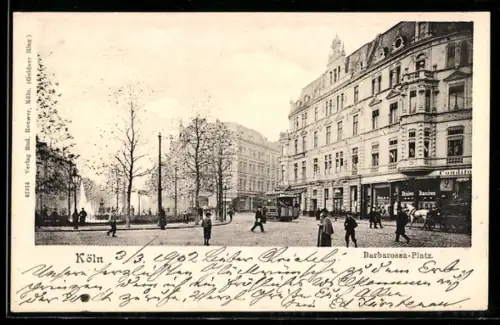AK Köln-Neustadt, Barbarossa-Platz mit Strassenbahn und Konditorei