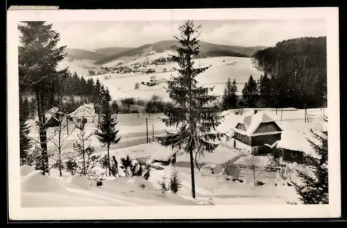 AK Ober Betschwa, Ortspanorama im Schnee