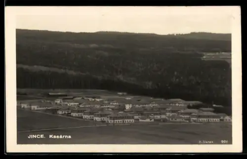 AK Jince, Kasarna, Blick auf die Kasernen aus der Vogelschau