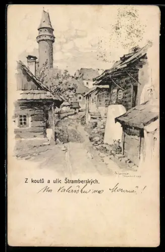 Künstler-AK Stramberk /Morava, Z koutu a ulic Stramberských