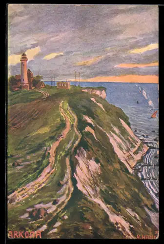 Künstler-AK Arkona, Blick zum Leuchtturm