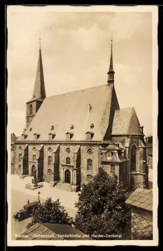 AK Weimar, Herderplatz, Herderkirche und Herder-Denkmal