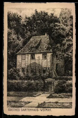Künstler-AK Weimar, Goethes Gartenhaus