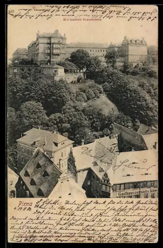 AK Pirna, Schloss Sonnenstein, Gasthaus zur sächsischen Schweiz