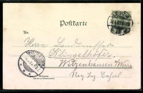 AK Leipzig, Rathaus und Sieges-Denkmal