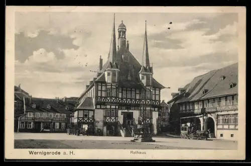 AK Wernigerode a. H., Hotel Deutsches Haus und Rathaus