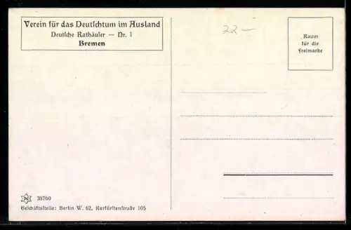 Künstler-AK Bremen, Blick auf Rathaus