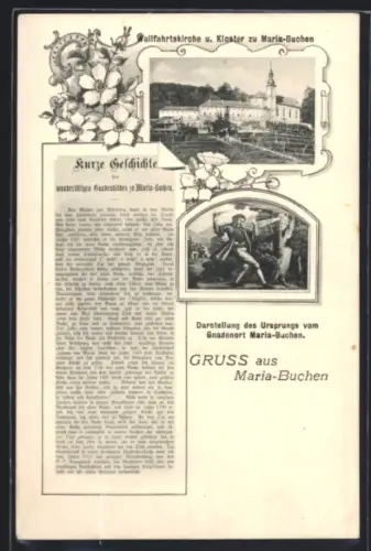 AK Maria-Buchen, Wallfahrtskirche u. Kloster, Ursprung des Gnadenorts