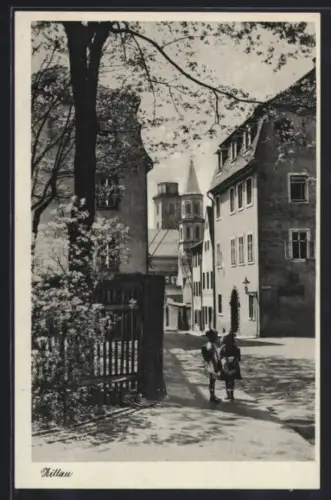 AK Zittau, Pfarrstrasse mit Blick auf Kirche