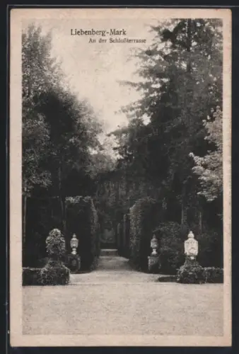 AK Liebenberg /Mark, An der Schlossterrasse, Parkpartie