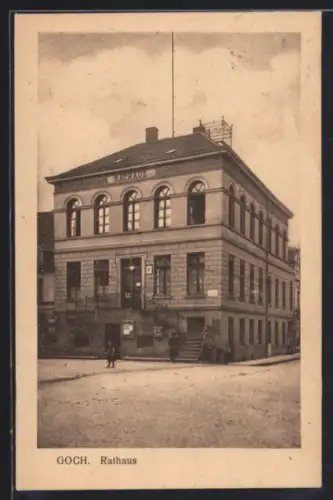 AK Goch, Rathaus mit Strasse