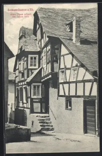 AK Assmannshausen /Rh., Altes Haus erbaut im Jahre 1621