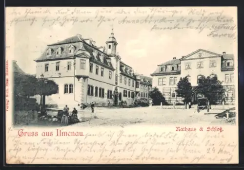 AK Ilmenau, Rathaus u. Schloss, Panorama