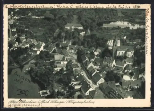 AK Bad Buckow /Märkische Schweiz, Ortsansicht vom Flugzeug aus