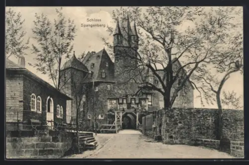 AK Spangenberg, Schloss Spangenberg, mit Pförtnerhaus u. Mauer