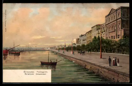 Künstler-AK Siracusa, Passegiata