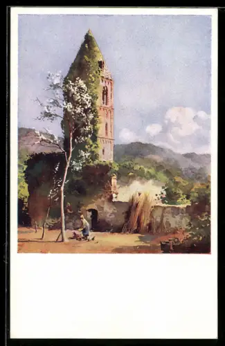 AK Rapallo, Torre antica e paesaggio circostante