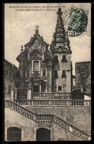 AK Messina, Facciata della Chiesa di S. Gregorio prima del disastro del 28 dicembre 1908
