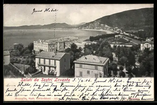 AK Sestri Levante, Panorama mit Grand Hotel