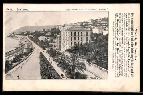 AK San Remo, Promenade mit Hotel Paris