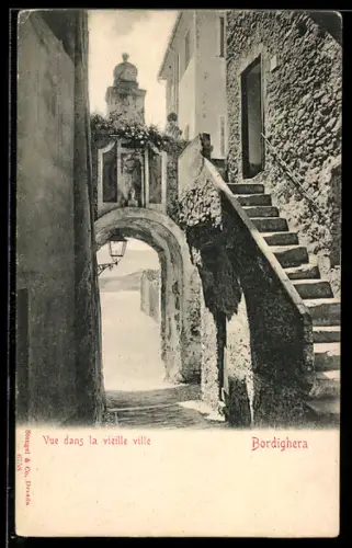 AK Bordighera, Vista nella città vecchia