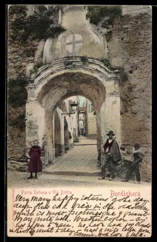 AK Bordighera, Porta Sottana e Via Dritta