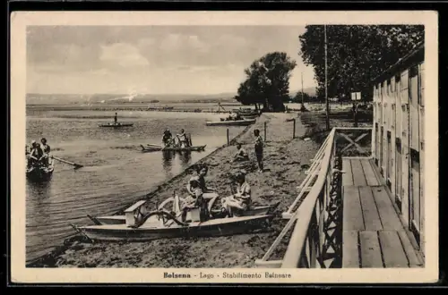AK Bolsena, Lago, Stabilimento Balneare con barche e bagnanti sul lago