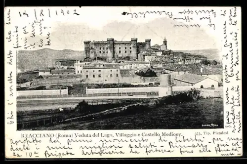 AK Bracciano /Roma, Veduta del Lago, Villaggio e Castello Medioev