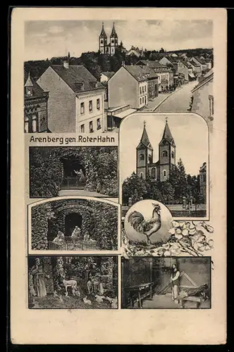 AK Arenberg, gen. Roter Hahn, Kirche, Strassenpartie, Hahn