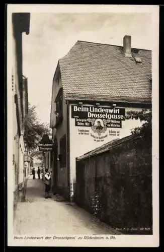 AK Rüdesheim a. Rh., Beim Lindenwirt Drosselgasse