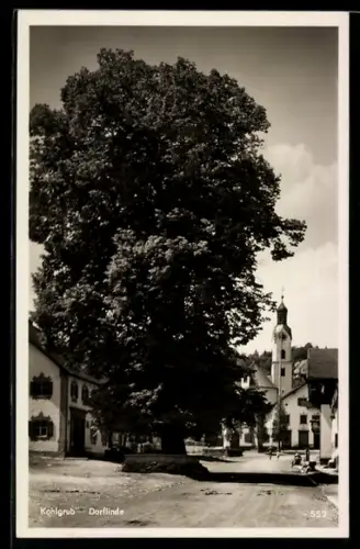 AK Kohlgrub, Dorflinde, Strassenpartie, Kirche