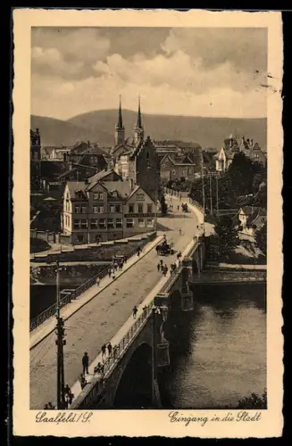 AK Saalfeld /S., Eingang in die Stadt, Brücke