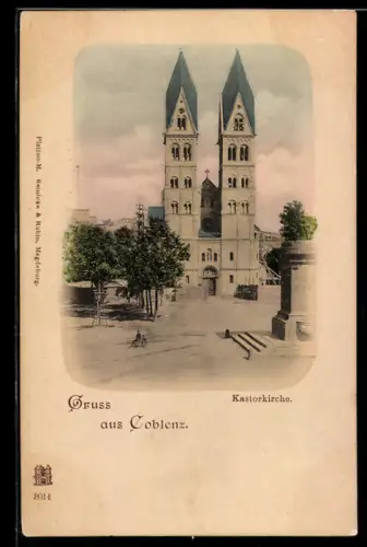 AK Koblenz, Kastorkirche aus der Vogelschau