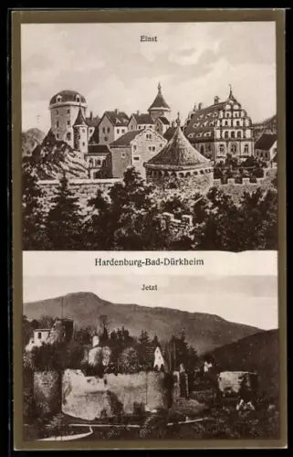 AK Bad-Dürkheim, Burg Hardenburg einst und jetzt