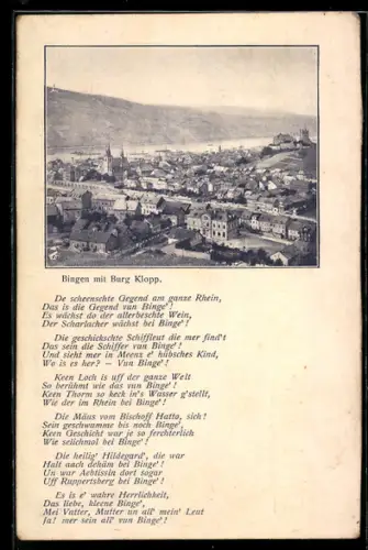 AK Bingen, Stadtansicht mit Burg Klopp