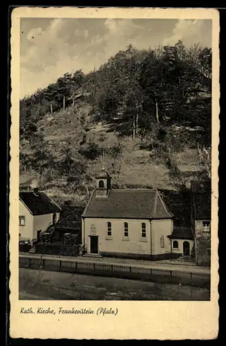 AK Frankenstein /Pfalz, Kath. Kirche aus der Vogelschau