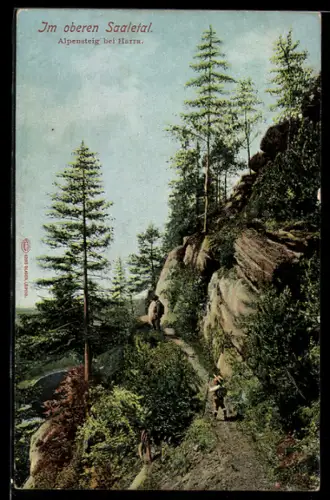 AK Harra, Oberes Saaletal, Alpensteig mit Wanderern