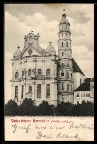 AK Neresheim, Schlosskirche, Westfassade