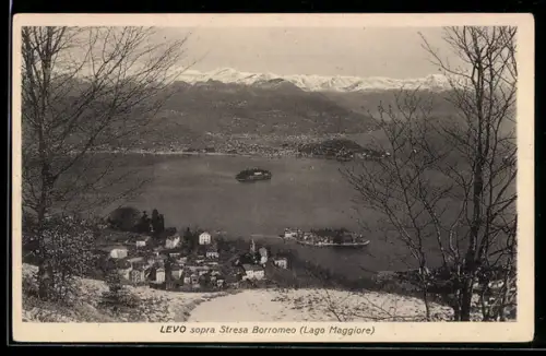 AK Levo /Lago Maggiore, Vista su Stresa Borromeo e isole in lontananza