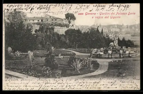 AK Genova, Giardini del Palazzo Doria e vasca del Gigante